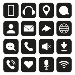 Phone icons vector set on white background