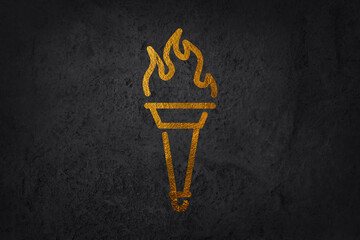 Torch icon. Fire symbol olympic games. Color flaming logo. Vector illustration flat design....