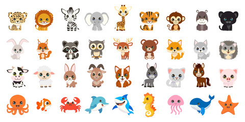 Set of cartoon animals