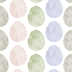 Seamless pattern with easter eggs, hand drawn illustration in watercolor style
