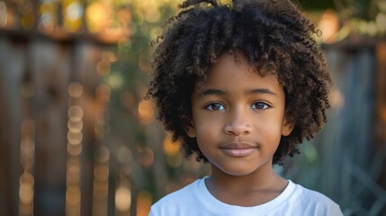 Young boy with dreadlocks standing in a white shirt - Powered by Adobe