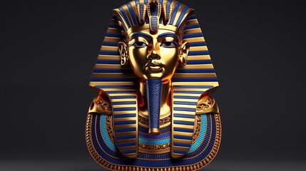 Tutankhamun pharaoh of Egypt illustration golden ancient statue.