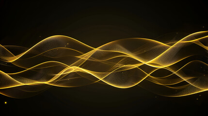 Neon abstract lines and shapes ,Abstract black background with soft squiggly yellow lines ,Abstract golden waves on dark background