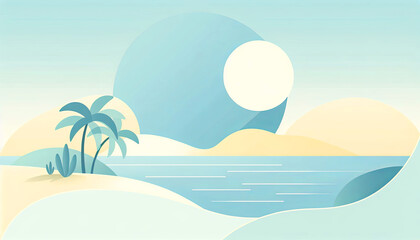 Very beautiful abstract beach and summer illustration, also can be cut into a banner