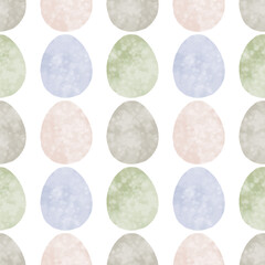 Seamless pattern with easter eggs, hand drawn illustration in watercolor style