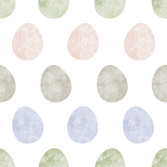 Seamless pattern with easter eggs, hand drawn illustration in watercolor style