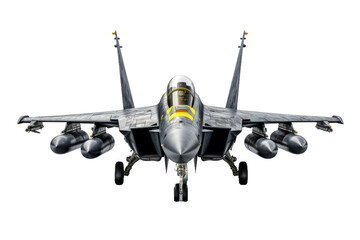 Fototapeta premium Dynamic Fighter Jet Soaring Across a Blank Canvas. On a White or Clear Surface PNG Transparent Background.