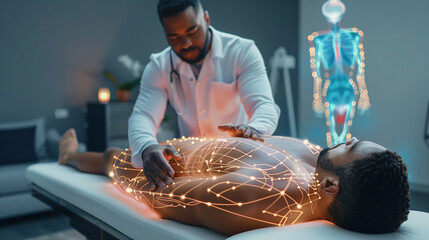 correction of curvature in the spine. the work of a chiropractor Kinesiologist neurologist. treatment of back pain neurography