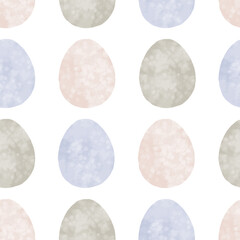 Seamless pattern with easter eggs, hand drawn illustration in watercolor style