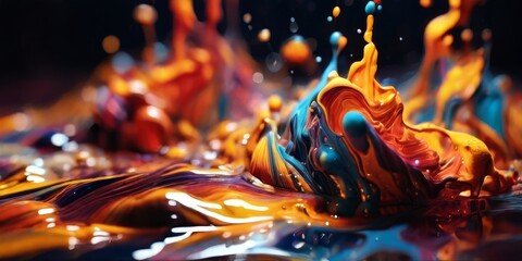 Abstract painting combined with colorful oil paint