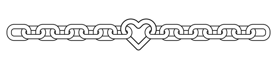 Heart with chains icon. Heart for Valentine's Day design. Modern Goth style. Vector illustration isolated on white background.