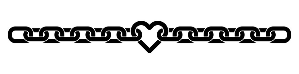Heart with chains icon. Heart for Valentine's Day design. Modern Goth style. Vector illustration isolated on white background.