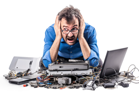 The Digital Maestro. On a White or Clear Surface PNG Transparent Background.