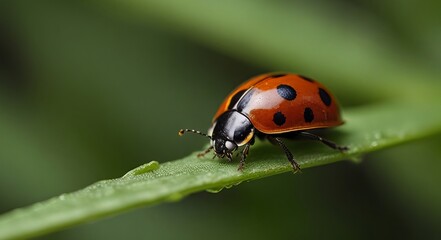 Fototapeta premium ladybug on leaf