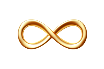 The Golden Loop of Eternity. On a White or Clear Surface PNG Transparent Background.