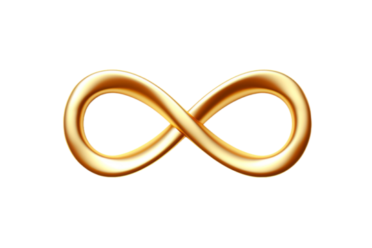 The Golden Loop of Eternity. On a White or Clear Surface PNG Transparent Background.