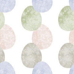 Seamless pattern with easter eggs, hand drawn illustration in watercolor style