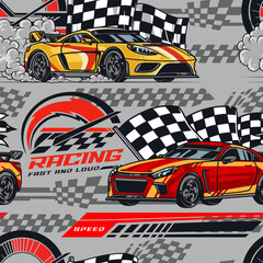 Street racing colorful seamless pattern