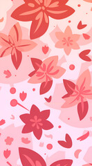 A pink background with a flower pattern. The flowers are red and yellow. Generative AI