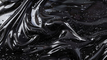 The image is of a black liquid with a lot of bubbles