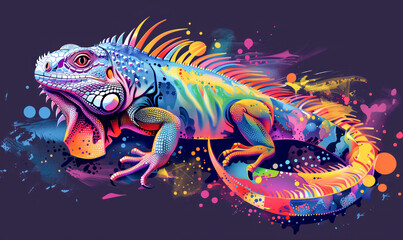 Abstract Illustration Iguana Childish Style