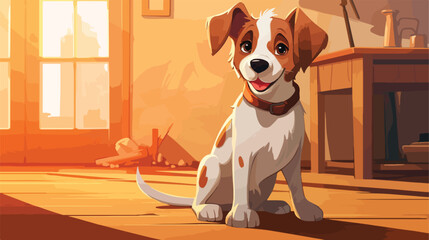 Cute Jack Russell terrier at home Vector illustration