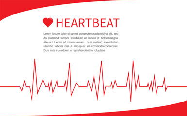 Heartbeat Line in Heart on white background. Heart line icon. Vector illustration