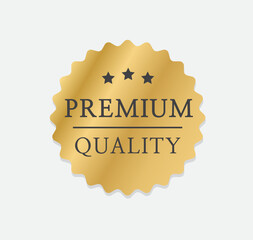 Premium quality badge or label. Gold vector medal isolated on white background. Vector illustration