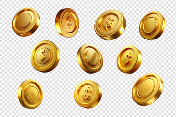 Collection Gold coins realistic vector set. © ARTSPRIO