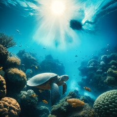 Fototapeta premium Sunlit Ocean Sanctuary