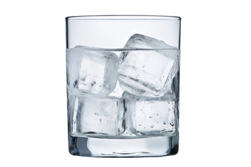 Crystal Oasis: A Glass Filled With Ice Cubes. On a White or Clear Surface PNG Transparent Background.
