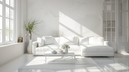 White-on-White Living Room
