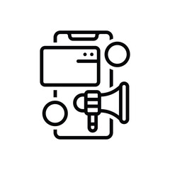 Black line icon for marketing