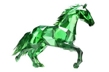 Obraz premium Majestic Green Crystal Horse Galloping on a Blank Canvas. On a White or Clear Surface PNG Transparent Background.