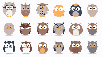 Cute owl animal emotions tiny owl with emoji 