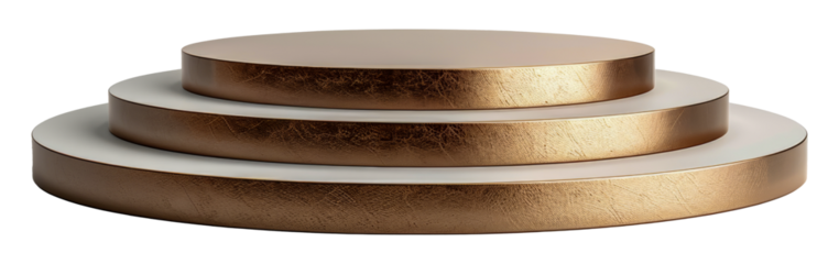 Tiered modern platforms in brown and white gradient, cut out - stock png.