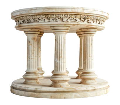 Classical stone rotunda with Corinthian columns, cut out - stock png.