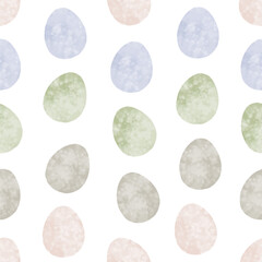Seamless pattern with easter eggs, hand drawn illustration in watercolor style