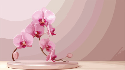 Decorative plaster podiums and beautiful orchid flower