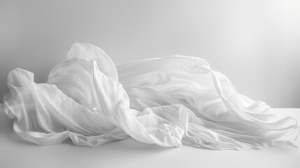 A white sheet of fabric is spread out on a table