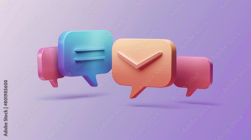 Poster an illustration of a 3d chat speech for a message box or comment. a text dialog bubble label templat
