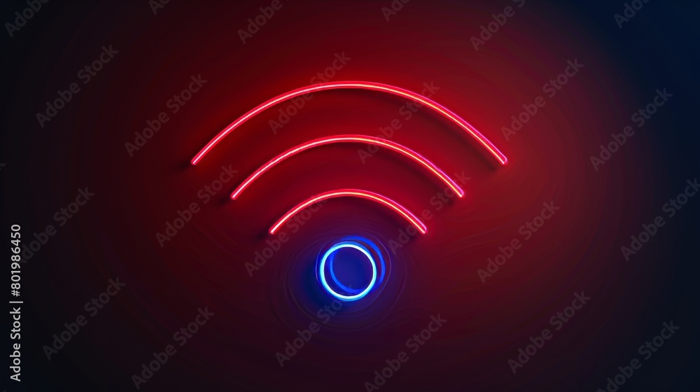 Poster an internet connection logo with a neon glow. an outline of an outline of a cyber connection symbol.