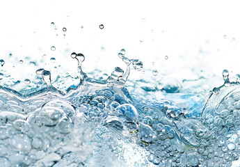 water wave with bubbles on white background copy space concept 