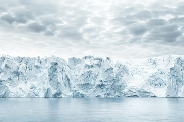Stunning glacier landscape under cloudy skies in icy tones