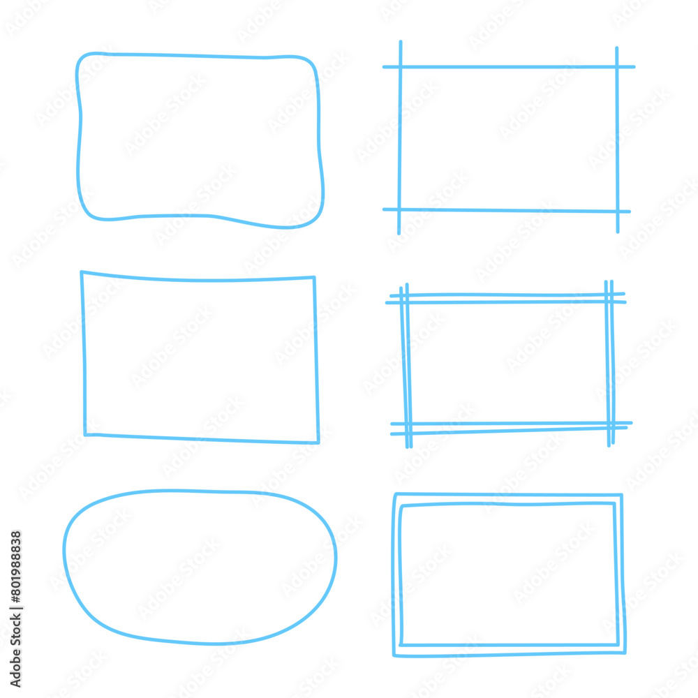 Poster line border for text. hand drawn rectangle frames. doodle design elements. vector illustration shape
