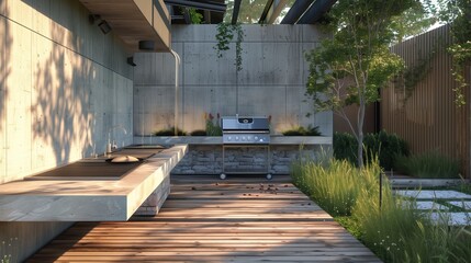Obraz premium Concrete Outdoor Barbecue Area