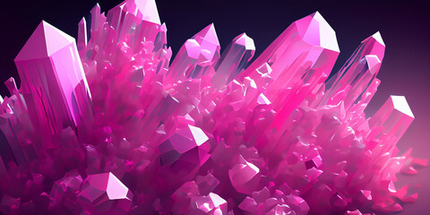 Stylish pink crystals.Background with pink crystals. Precious crystals in pink color.Cute and stylish background with pink crystals