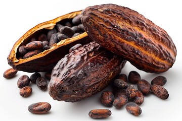 Raw cacao beans in their exotic pod, promising flavorful chocolate and gourmet treats.