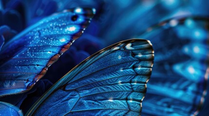 Vibrant Blue Butterfly Wings Captured in Stunning Macro Detail.