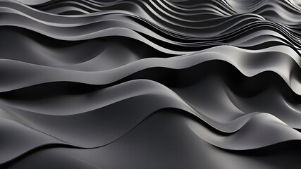 3D Black Wavy Shapes Background